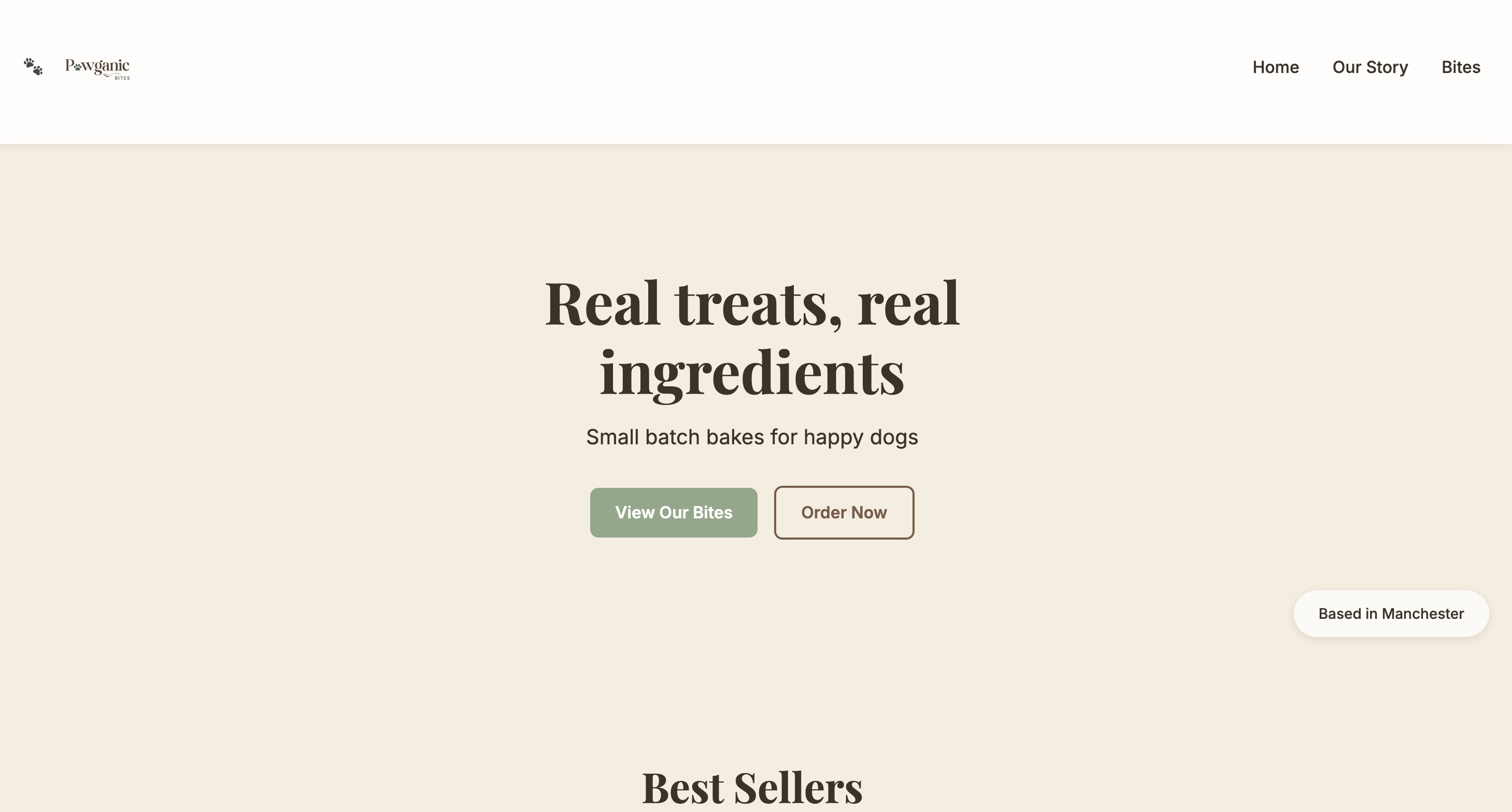 Pawganic Bites website screenshot